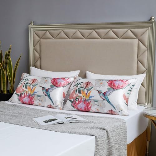 MR&HM Satin Pillowcase 2 Pack, Standard Size 20"x26", Floral Bird - Image 6