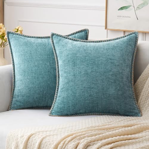 MIULEE Decorative Couch Throw Pillow Covers 20x20 Inch Coastal Aqua Blue by MIULEE