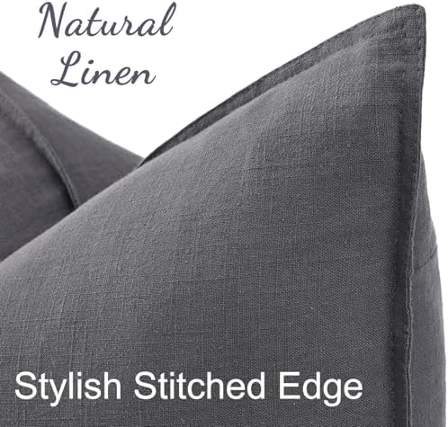 decorUhome Fall Dark Grey Linen Throw Pillow Covers 16x16 Set of 2 - Image 2