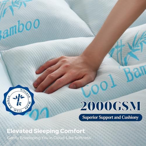 DOWNCOOL 5 Inch Cooling Twin Mattress Topper, Bamboo Viscose Air Layer | Ultra - Image 3