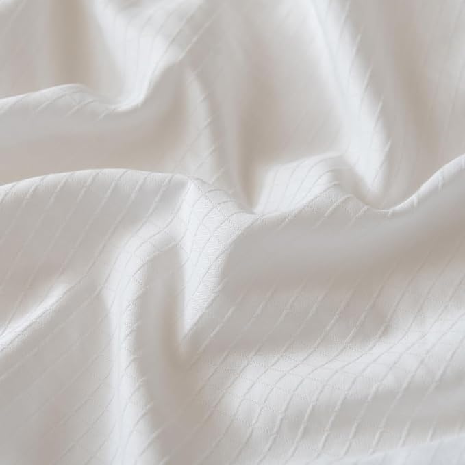 Full Bed Skirt, Grid Plaid Soft Quadruple Pleated Ruffle Bed Skirt, Tailored Dust Ruffle 14 Inch Drop Easy Fit, Machine Washable (White)