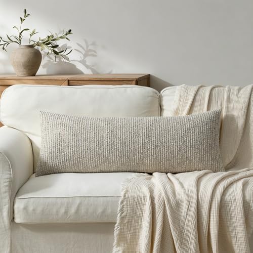 14x36 Cream Grey Decorative Body Pillow Cover - Image 4