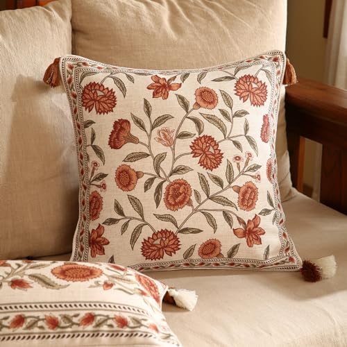 ISAENNE Vintage Linen Square Throw Pillow Cover - Image 2