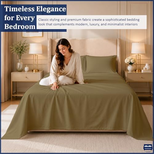 Cottingon 4 PC Olympic Queen Sheets, Egyptian Cotton - Image 3