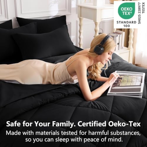 CozyLux King Comforter Set 102"x90" Black - Image 3