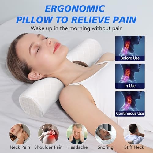 Cozyhealth 3.1" H Small Cervical Roll Pillow, Medium Soft Memory Foam Neck - Image 3