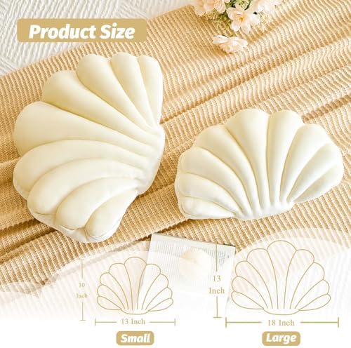Lfsaaj Cream Seashell Throw Pillows, Shell Shaped Throw Pillows, 18 Inch Soft - Image 2