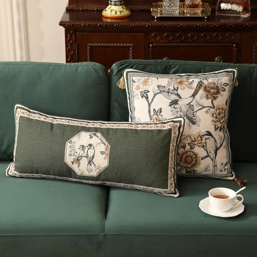 ISAENNE Vintage Elegant Linen Rectangle Throw Pillow Cover - Image 6