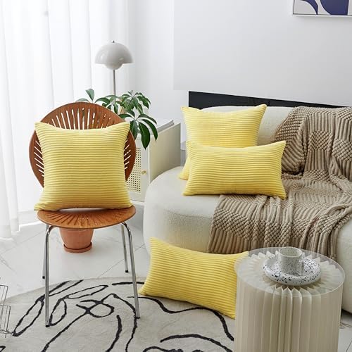 Home Brilliant Yellow Euro Pillow Shams 60x60 cm Set of 2 - Image 3