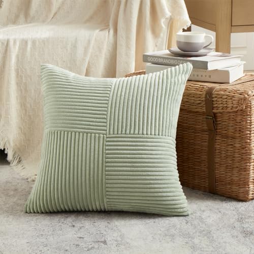 Fancy Homi 2 Packs Sage Green Decorative Throw Pillow Covers 22x22 Inch - Image 2