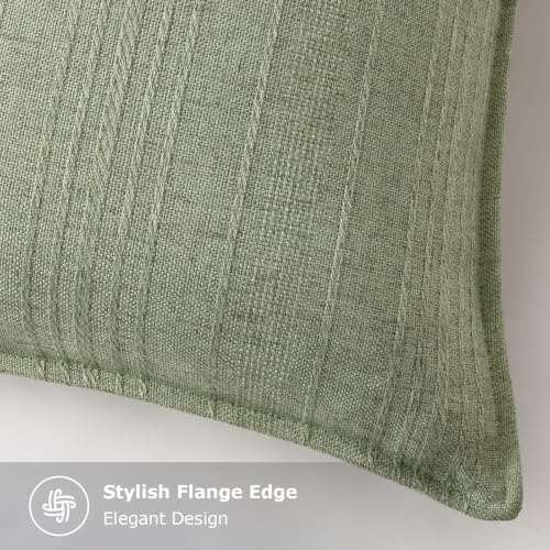 decorUhome Sage Green Textured Linen Throw Pillow Covers 16x16 Set of 2 - Image 3