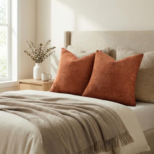 decorUhome Chenille Decorative Throw Pillow Covers 22x22 Set of 2 - Image 7