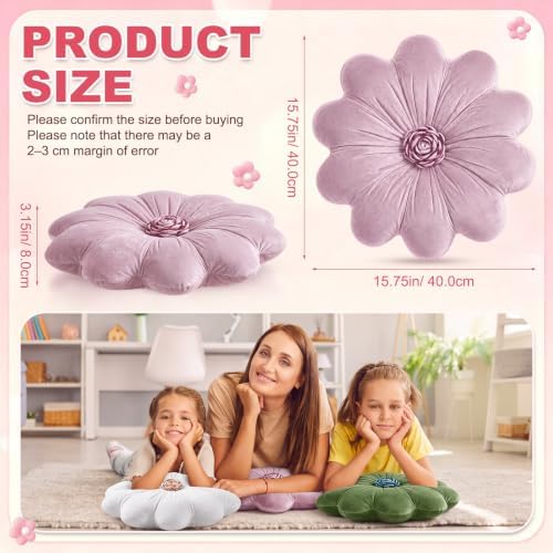 Reginary Briwooody 4 Pcs Flower Pillow, Flower Shaped Plush Throw Pillow - Image 2