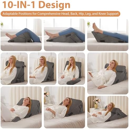 BIEEZZK Orthopedic Bed Wedge Pillow Set 3Pcs, Adjustable Memory Foam, Pillow - Image 2