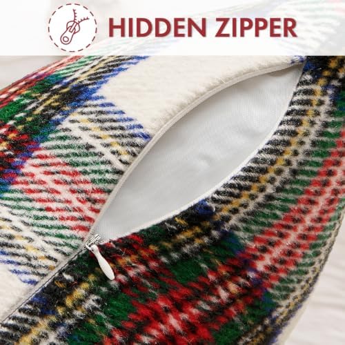 EMEMA Christmas Plaid Pillow Covers 20x20 Set of 2, Tartan Throw Pillow Covers - Image 3