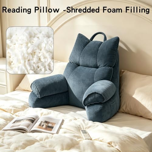 Reading Pillow for Bed with Arms, Back Support, Memory Foam（Charcoal Gray） - Image 3