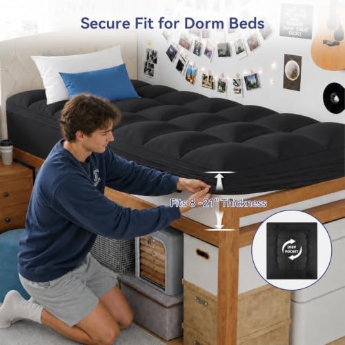 ELEMUSE Twin XL Black Mattress Topper - Image 4