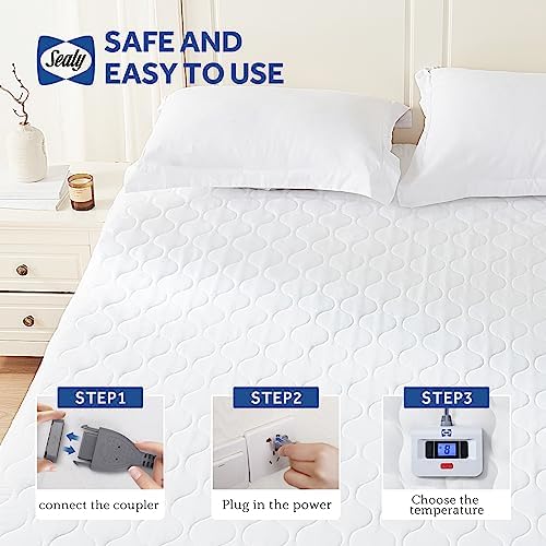Sealy Heated Mattress Pad King Size Luxury Quilted Electric Bed Warmer - Image 6