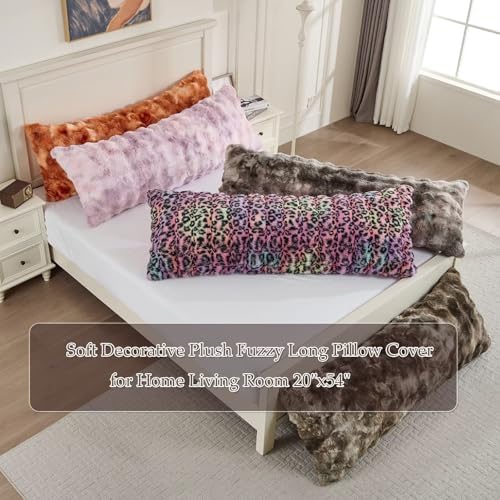 20"x54"Luxury Shaggy Faux Fur Body Pillow Cover, Bubble Fluffy Plush Bed Body - Image 3