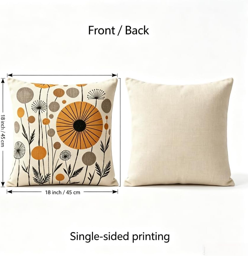 18x18 Inch Mid Century Neutral Throw Pillow Covers Set of 2 - Image 2