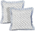 Ridhi Baby Blossoms Block Print Ruffle Pillow Covers 18x18 Inch Set of 2 by Ridhi