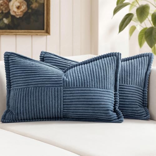 MIULEE Decorative Lumbar Throw Pillow Covers 14x22 Inch Blue 2 Pack by MIULEE