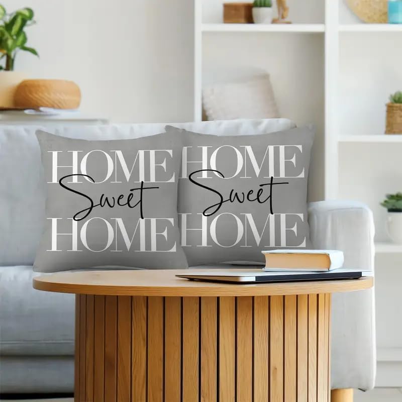 2pcs Modern Home Sweet Home Throw Pillow Cover, Decorative Gray Cushion Case - Image 3