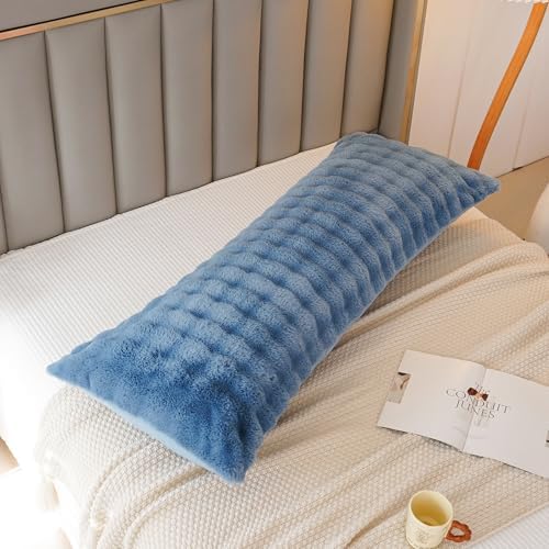 JAUXIO Fluffy Faux Fur Body Pillow Cover, Luxury Bubble Waffle Carved Plush - Image 3
