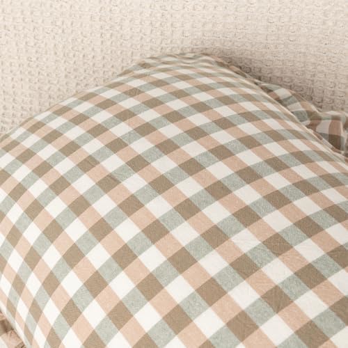 JoraLion Ruffled Throw Pillow Cover 12x20 Gingham Green - Image 6