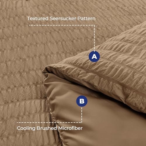 HYMOKEGE Brown King Size Comforter Set Seersucker 7 Pieces, All Season Luxury - Image 4