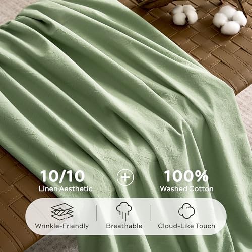 JELLYMONI 100% Washed Cotton Pillowcases, Envelope Closure 2-Pack - Image 3
