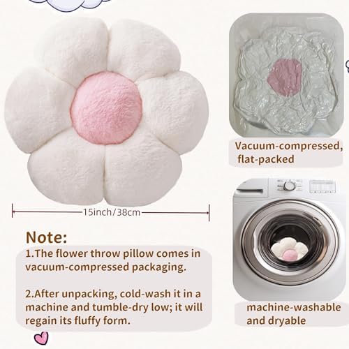 2 Pcs Pink Throw Pillows Cute Flower Decorative Pillows - Image 6
