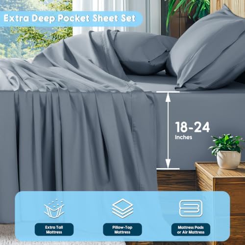 SONORO KATE 1000 Series 100% Egyptian Cotton Twin Sheets, Extra Deep Pocket - Image 2