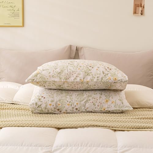 ECOCOTT Floral Pillowcases Standard Size 2 Pack, 100% Washed Cotton Pillow Cases - Image 7