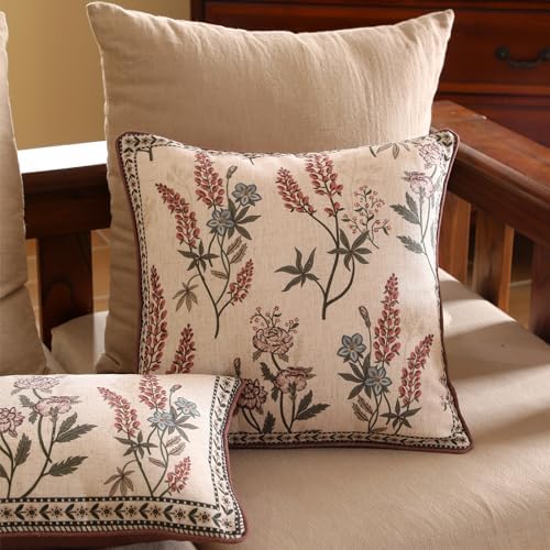 ISAENNE Designer Vintage Linen Throw Pillow Cover - Image 2