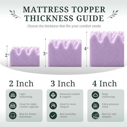 3 Inch Egg Crate Memory Foam Mattress Topper Full, Pressure Relief - Image 6