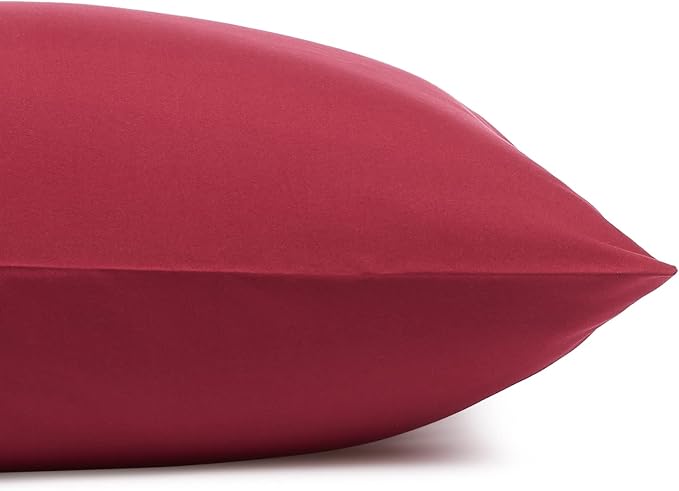 Amazon Basics Lightweight, Breathable Super Soft Easy Care Microfiber 4 Piece Bed Sheet Set with 14-Inch Deep Pockets, Full, Burgundy, Solid