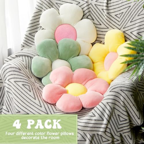 Reginary 4 Pcs Flower Floor Pillow Cushion Kids - Image 4