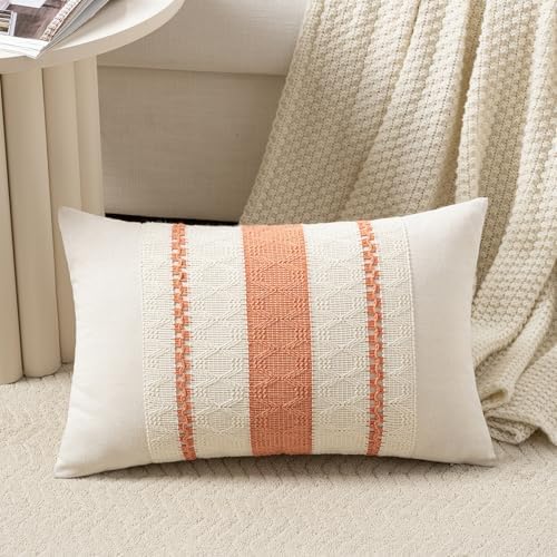 Fancy Homi Set of 1 Boho Coral Long Lumbar Decorative Throw Pillow Cover 12x24 by Fancy+Homi