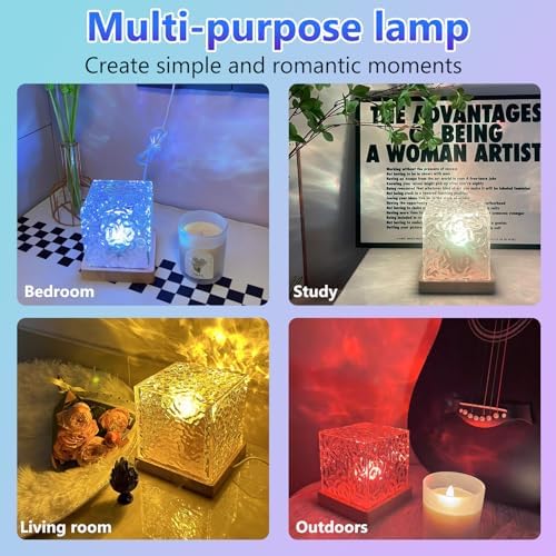 Ocean Wave Lights Projector Rechargeable, Touch Cube Color Changing Light with 16 Colors 4 Modes Dimmable Cordless Mood Lamp for Shower, Ambient Lighting for Bedroom and Bathroom - Image 3