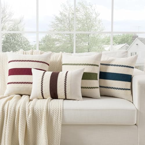 Fancy Homi Set of 2 Burgundy Boho Decorative Throw Pillow Covers 20x20 Inch - Image 6