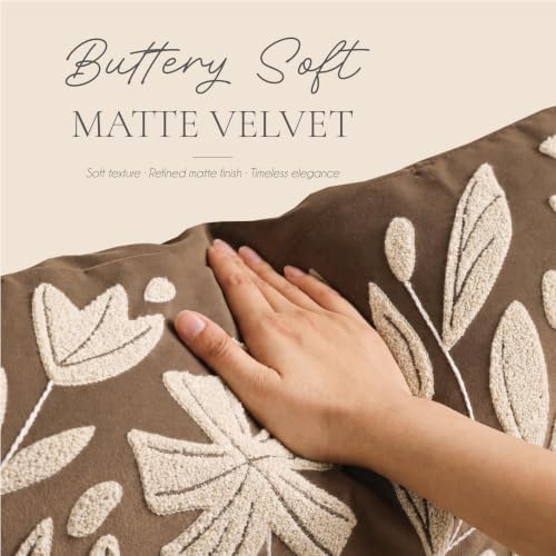 BlissBlush 20x20 Throw Pillow Cover, Square Brown Decorative Cushion Cover - Image 4