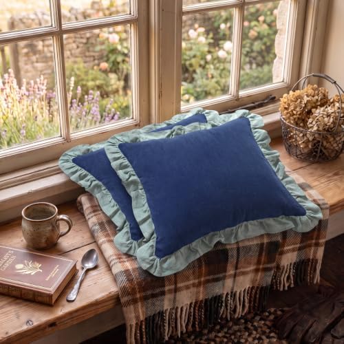 patdrea Vintage Navy Blue Linen Throw Pillow Covers - Image 4
