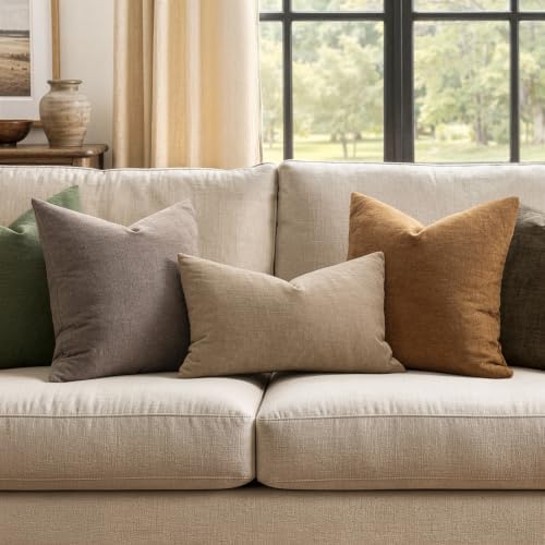 MIULEE Light Brown Chenille Couch Lumbar Throw Pillow Covers - Image 3