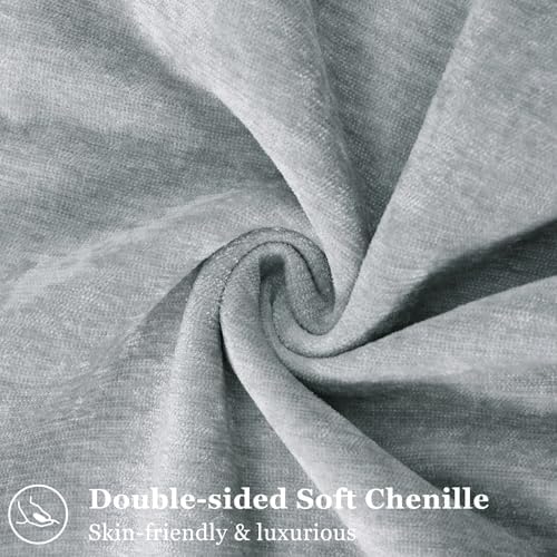decorUhome Chenille Ultimate Gray Throw Pillow Covers 18x18 Set of 2 - Image 2