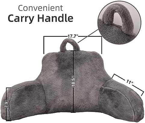 A Nice Night Gray Reading Pillow, 18.5" Bed Wedge Pillows - Image 2