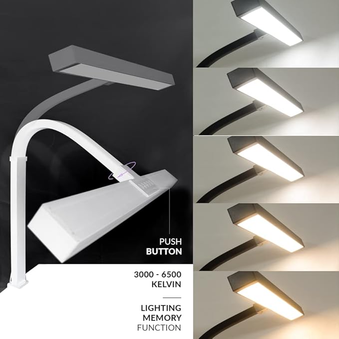 Neatfi (New Model) Flex Desk Lamp with Clamp, Dimmable, 3,000 Lumens 30W LED Monitor Light, 3000K-6500K Correlated Color Temperature, 5 Brightness Levels & 5 Light Modes (28 Inches, White)