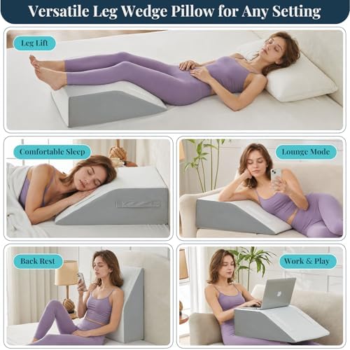 Yojoker Leg Elevation Pillow Blood Circulation, Memory Foam Wedge Pillow - Image 6