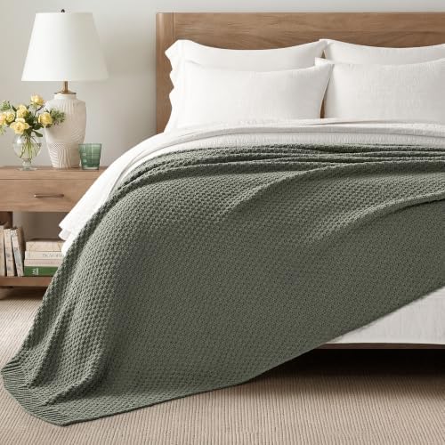 EVERGRACEHOME Chunky Chenille Knit Throw Blanket, Dried Thyme Green - Image 5