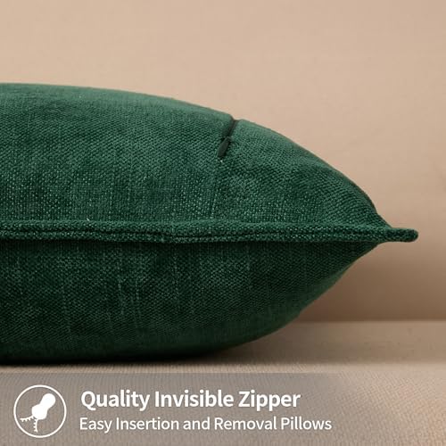 Allorry Throw Pillow Covers 20x20 Green Chenille Solid Home DecorSY014G20 - Image 2
